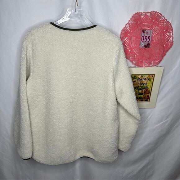 sanctuary White Sherpa Jacket with Green  size medium - Picture 6 of 7